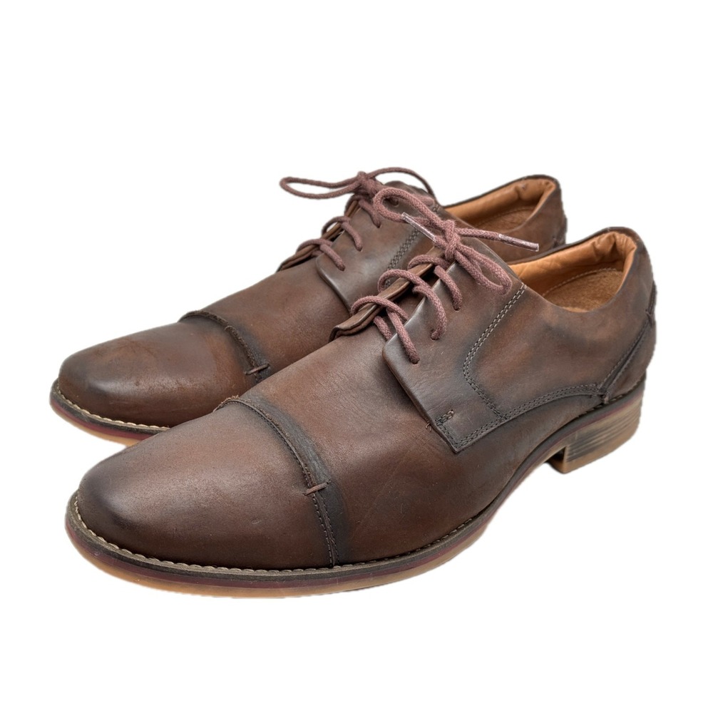 Belvedere Studio Paris Mens 12 D Brown Leather Cap Toe Oxford Shoes Made Brazil